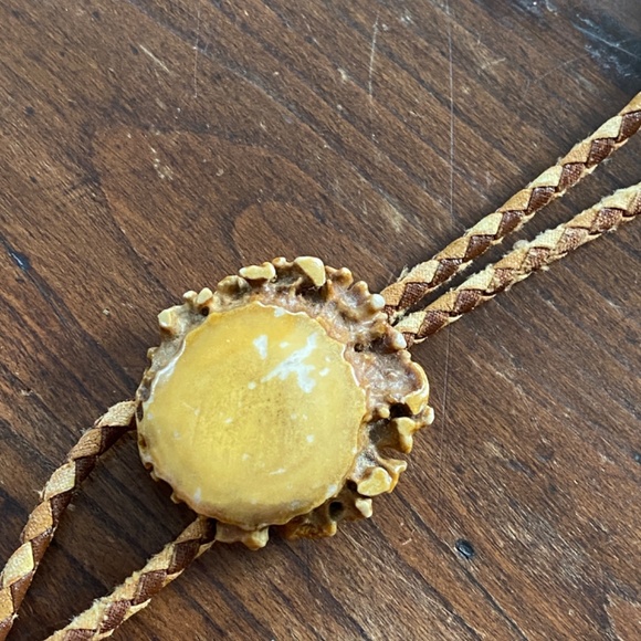 Elk horn vintage woven leather Bolo Tie - Picture 12 of 13